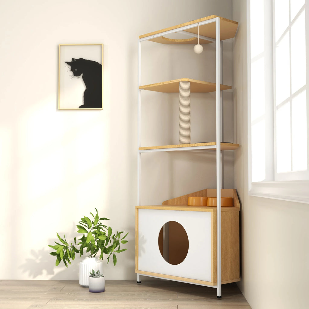 Cat tower with multiple perching levels