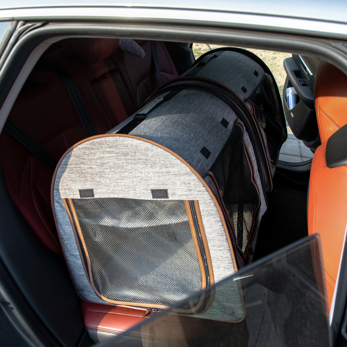 39-Inch Double Pet Carrier with Divider & Cushions, Gray - W2225P173812 - product view 8