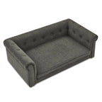 Overhead view of the dark gray dog sofa and padded seat