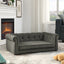 Dark gray dog sofa in a living room; surrounding decor not included