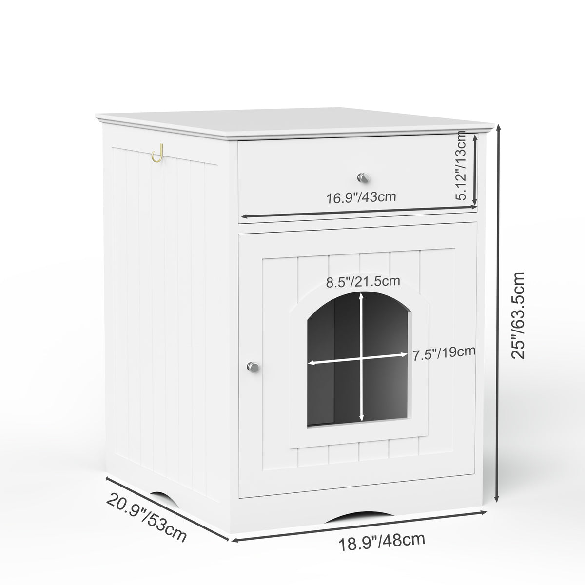 Hidden Cat Litter Box Enclosure with Drawer, White - W80863135 - product view 3