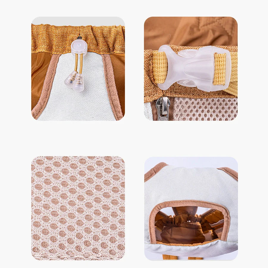 Pet Carrier Backpack for Cats & Small Dogs ¨C Breathable Mesh Hands-Free Carrier with Safety Buckle, Cute Bear Pocket, Escape-Proof Pet Backpack cwyp-001