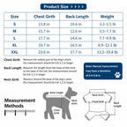 Four-leg dog rain suit chest and back length size chart