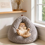 Textured Plush Cat Cave Bed — design and construction details