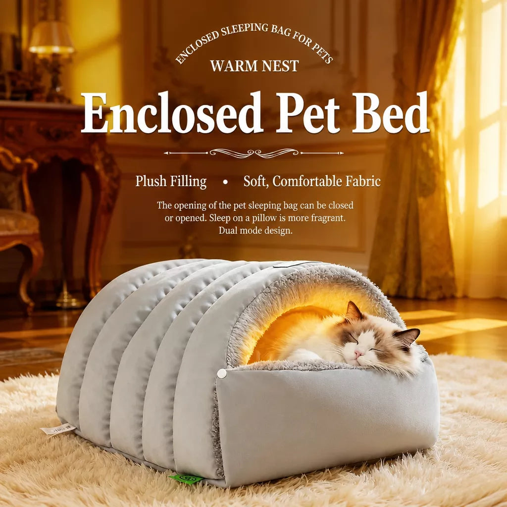 Convertible Plush Pet Cave Bed — design and construction details