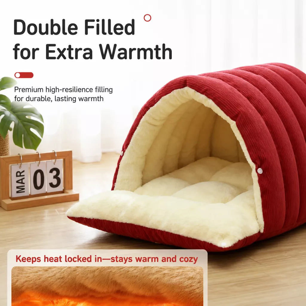 Semi-Enclosed Foam Pet Bed for Cats and Small Dogs