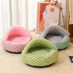 Semi-Enclosed Plush Pet Bed