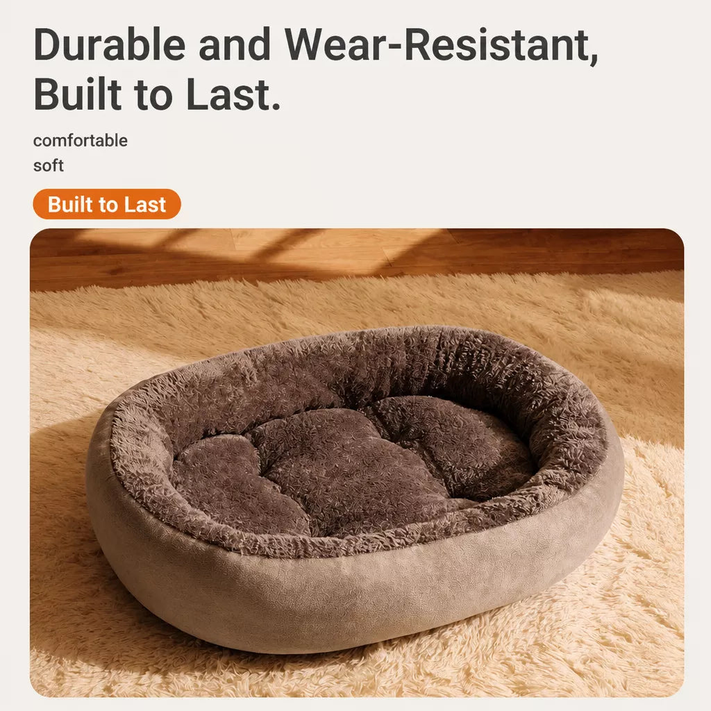 Oval pet bed resting surface