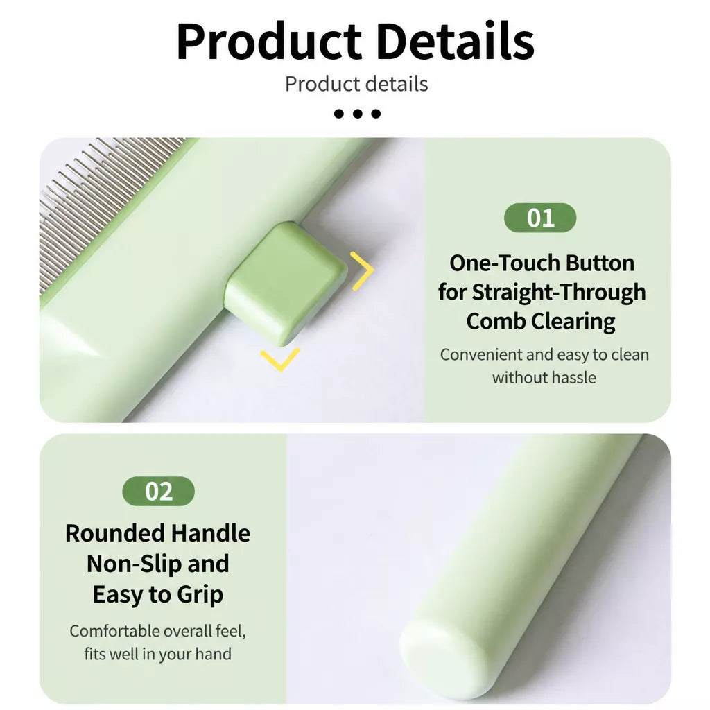 Self-Cleaning Pet Grooming Comb for Cats and Dogs