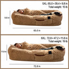 Giant Plush Bolster Dog Bed with Removable Washable Cover size and product information