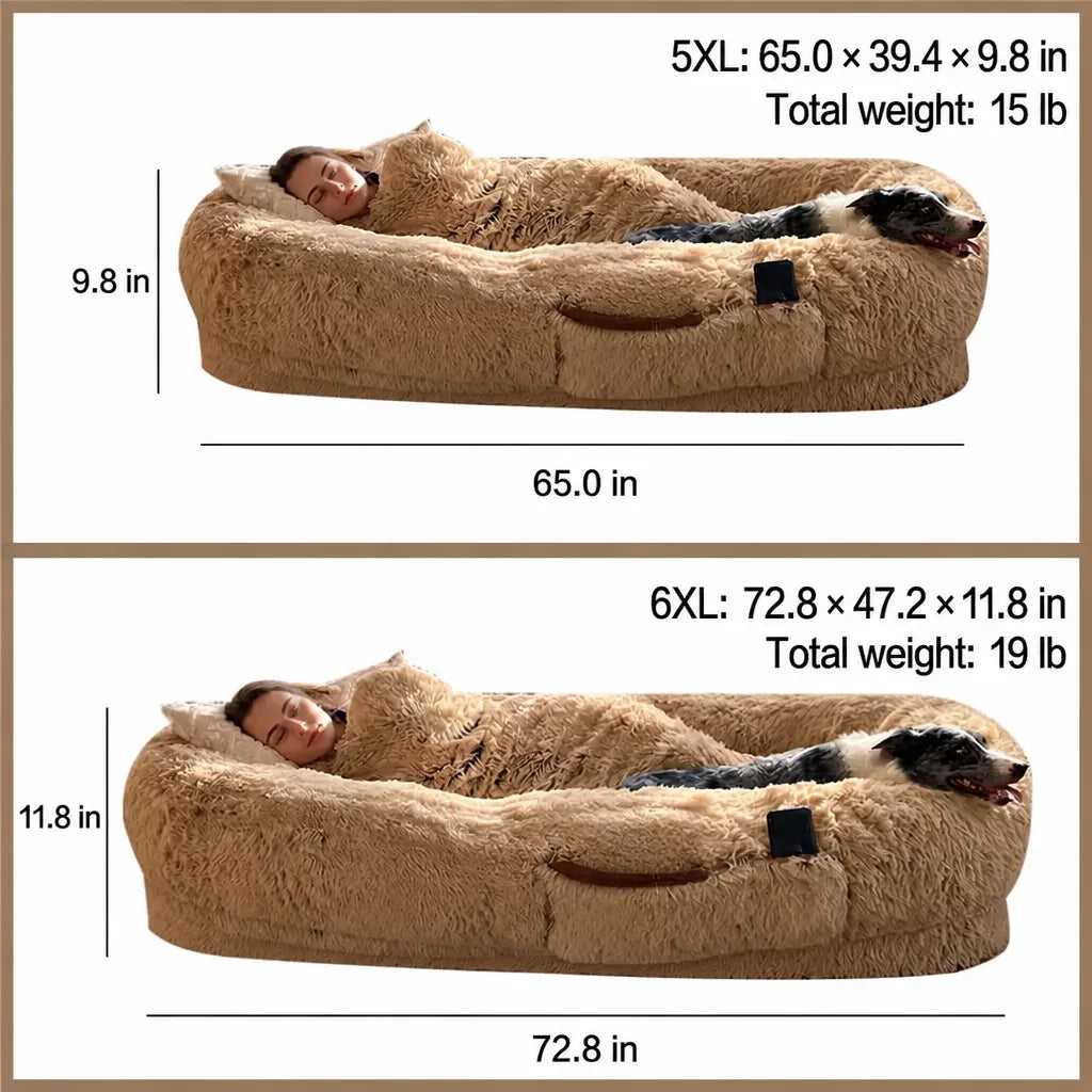 Giant Plush Bolster Dog Bed with Removable Washable Cover size and product information