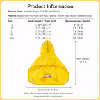 Dog rain poncho back length and chest measurement chart