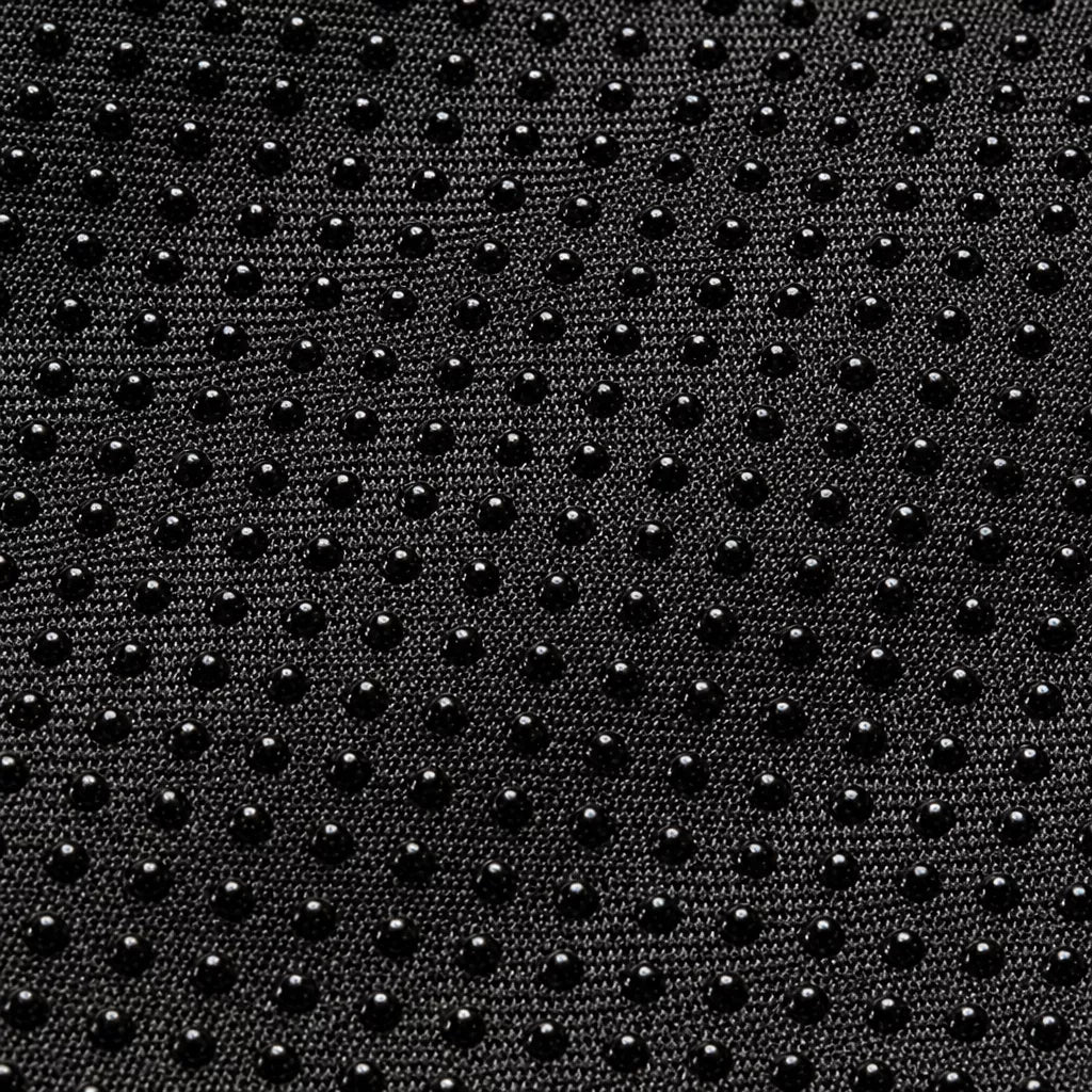 Close-up of black dotted grip backing