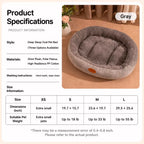 Oval Plush Bolster Pet Bed with Non-Slip Base size and product information
