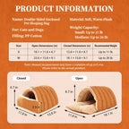 Convertible Plush Pet Cave Bed with Snap-Open Front size and product information