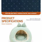 Textured non-slip underside of the striped pet cave bed