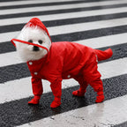 Four-Leg Dog Rain Suit with Clear Hood and Leash Access - product detail