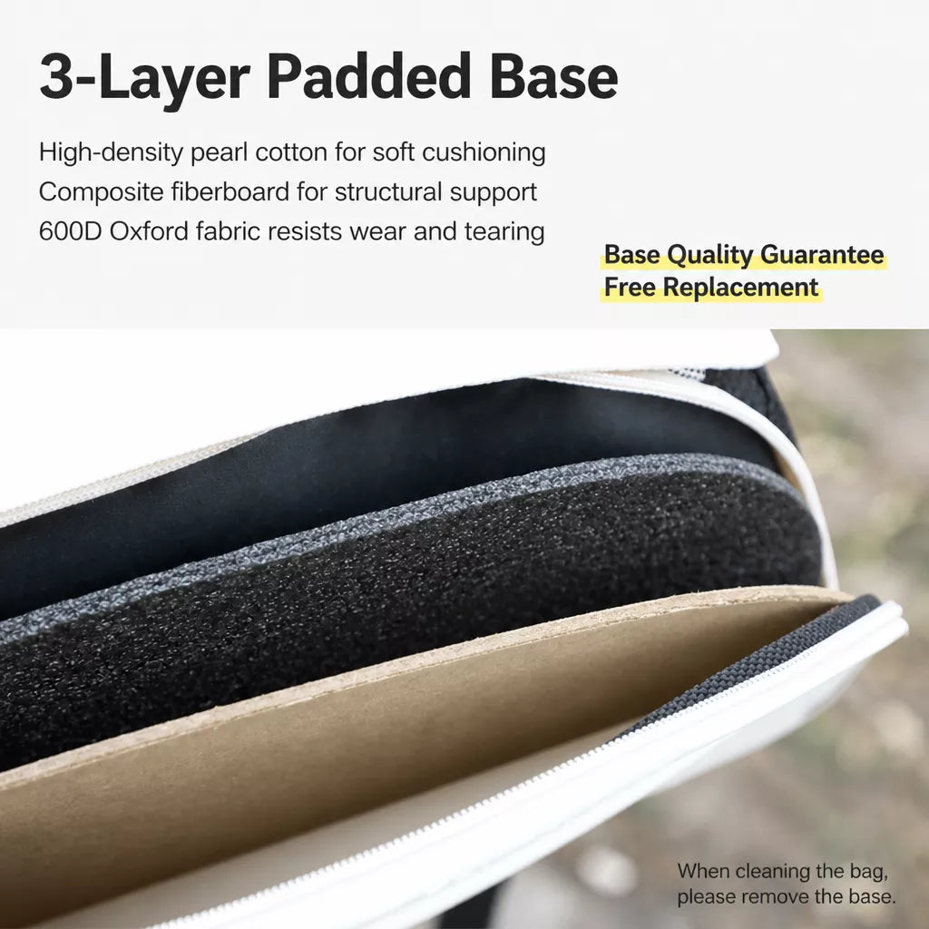 Layered padded base inside the pet carrier
