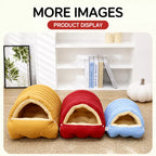 Semi-Enclosed Foam Pet Bed for Cats and Small Dogs