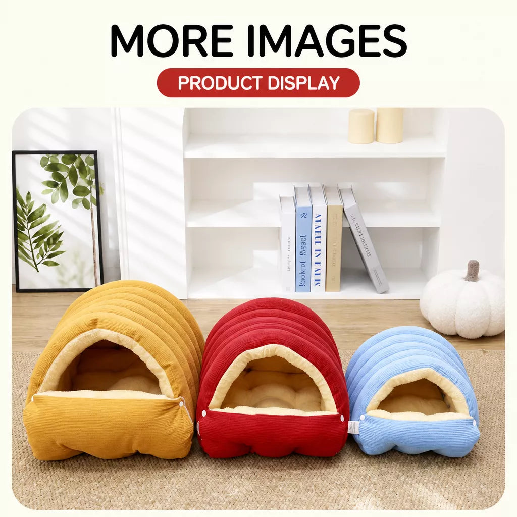 Semi-Enclosed Foam Pet Bed for Cats and Small Dogs