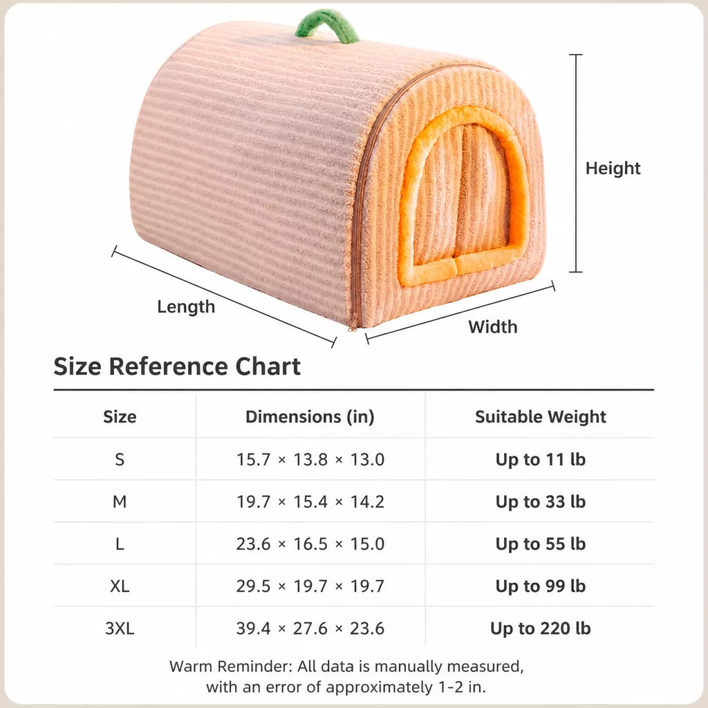 Enclosed Plush Pet House with Curtain and Handle Options size and product information