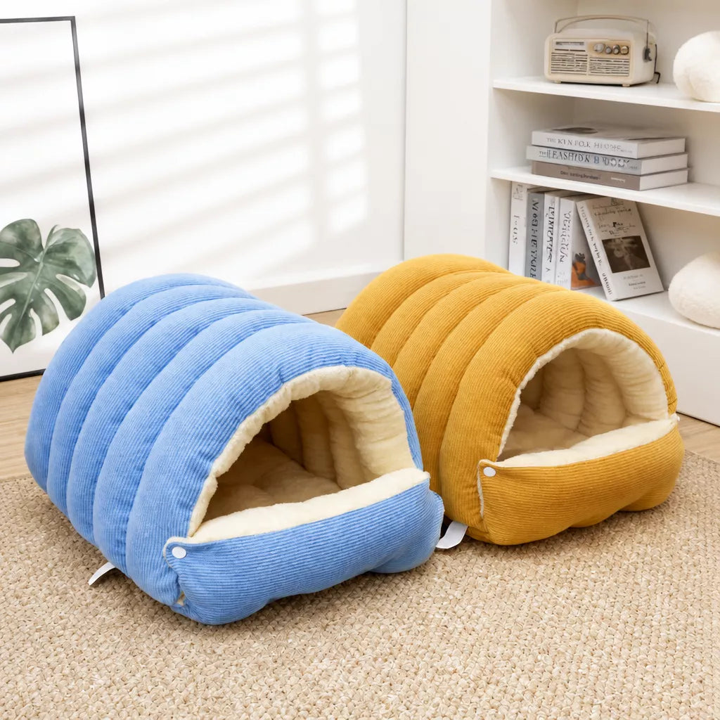 Semi-Enclosed Foam Pet Bed for Cats and Small Dogs