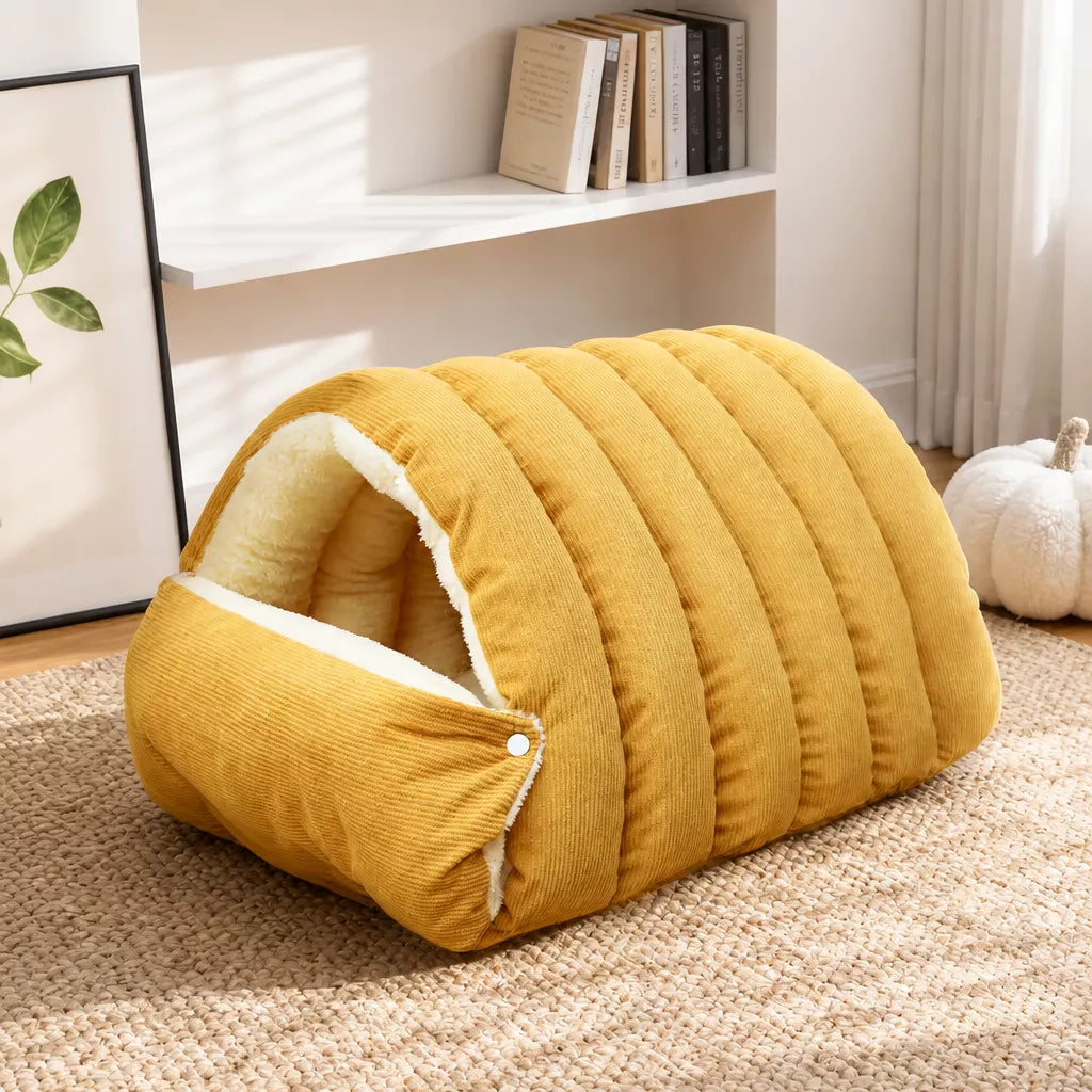 Semi-Enclosed Foam Pet Bed for Cats and Small Dogs