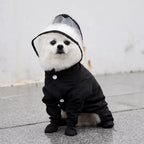 Four-Leg Dog Rain Suit with Clear Hood and Leash Access - product detail