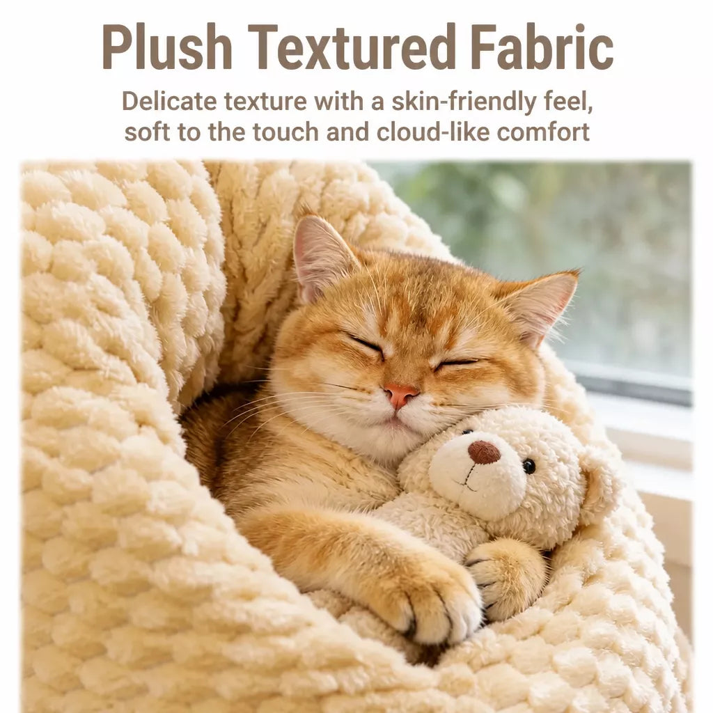 Textured Plush Cat Cave Bed — design and construction details