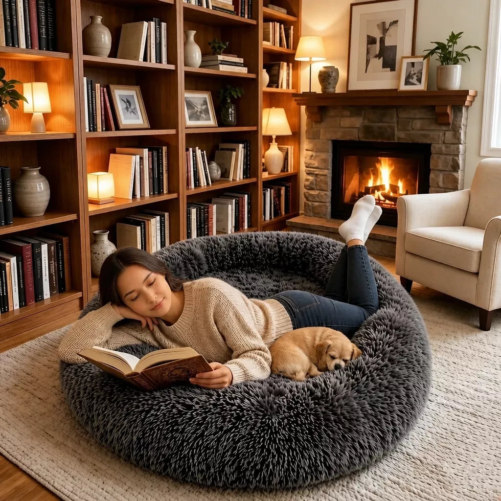 Giant Plush Bolster Dog Bed — design and construction details