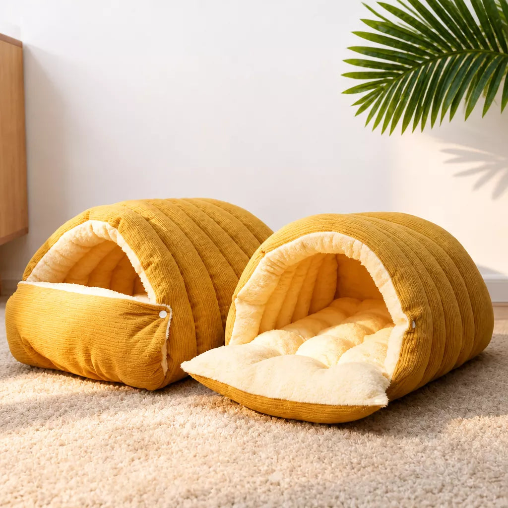 Semi-Enclosed Foam Pet Bed for Cats and Small Dogs