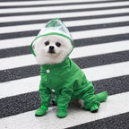Four-Leg Dog Rain Suit with Clear Hood and Leash Access - product detail
