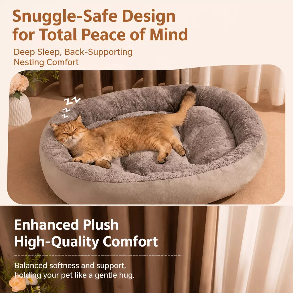 Oval Plush Bolster Pet Bed — design and construction details