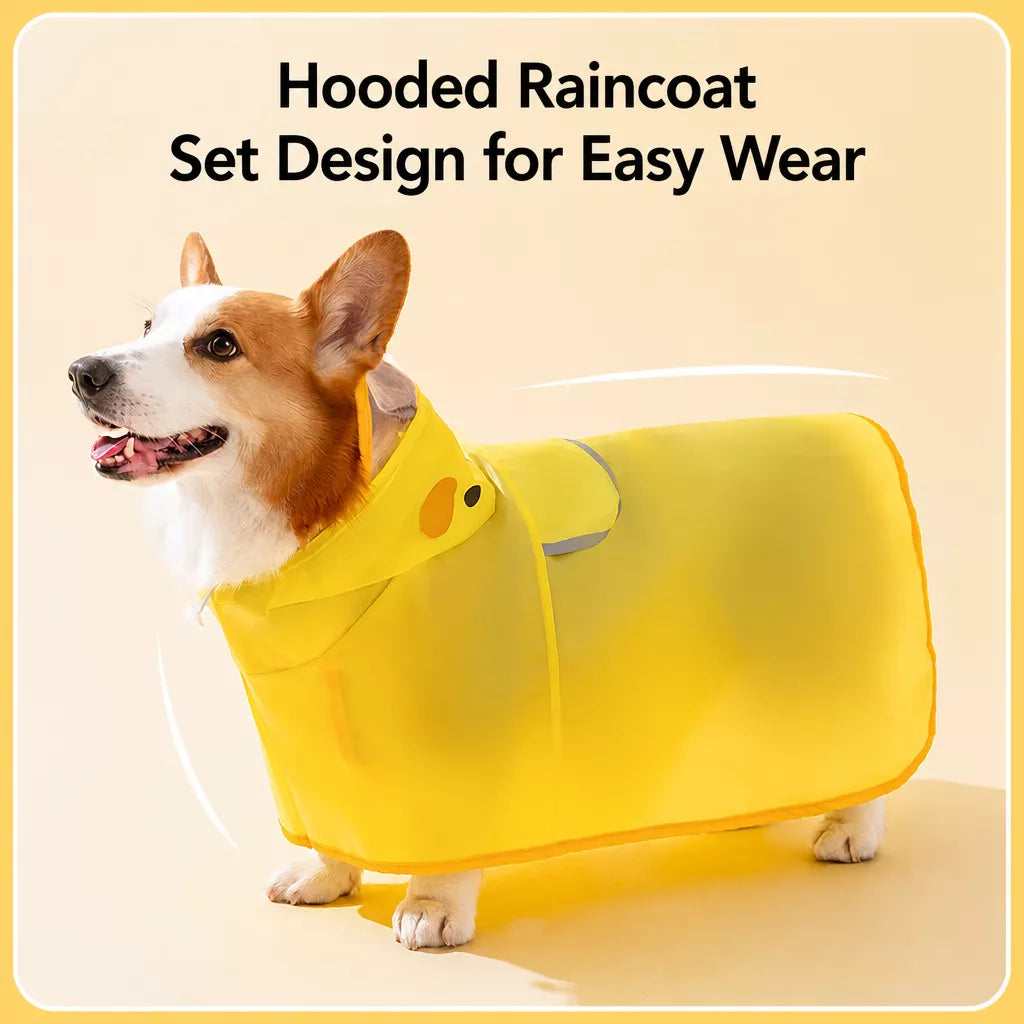Hooded Dog Rain Poncho with Clear Brim and Belly Cover - product detail