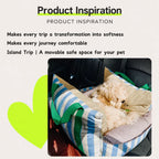 Striped pet car bed travel scene