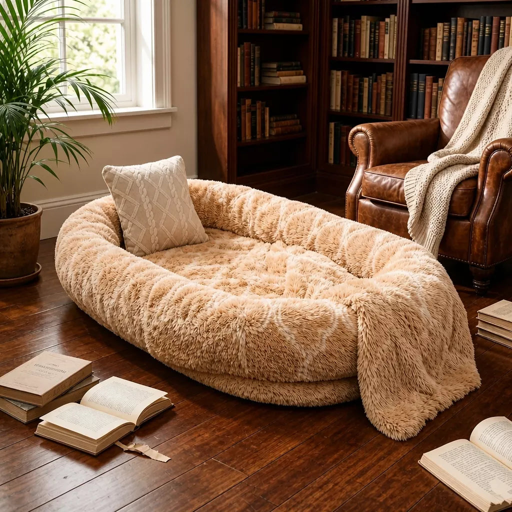 Giant Plush Bolster Dog Bed — design and construction details