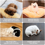 Seasonal pet-bed cushion and raised-edge examples