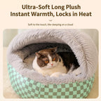 Semi-Enclosed Plush Pet Bed