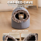 Enclosed Plush Pet Bed for Cats and Small Dogs