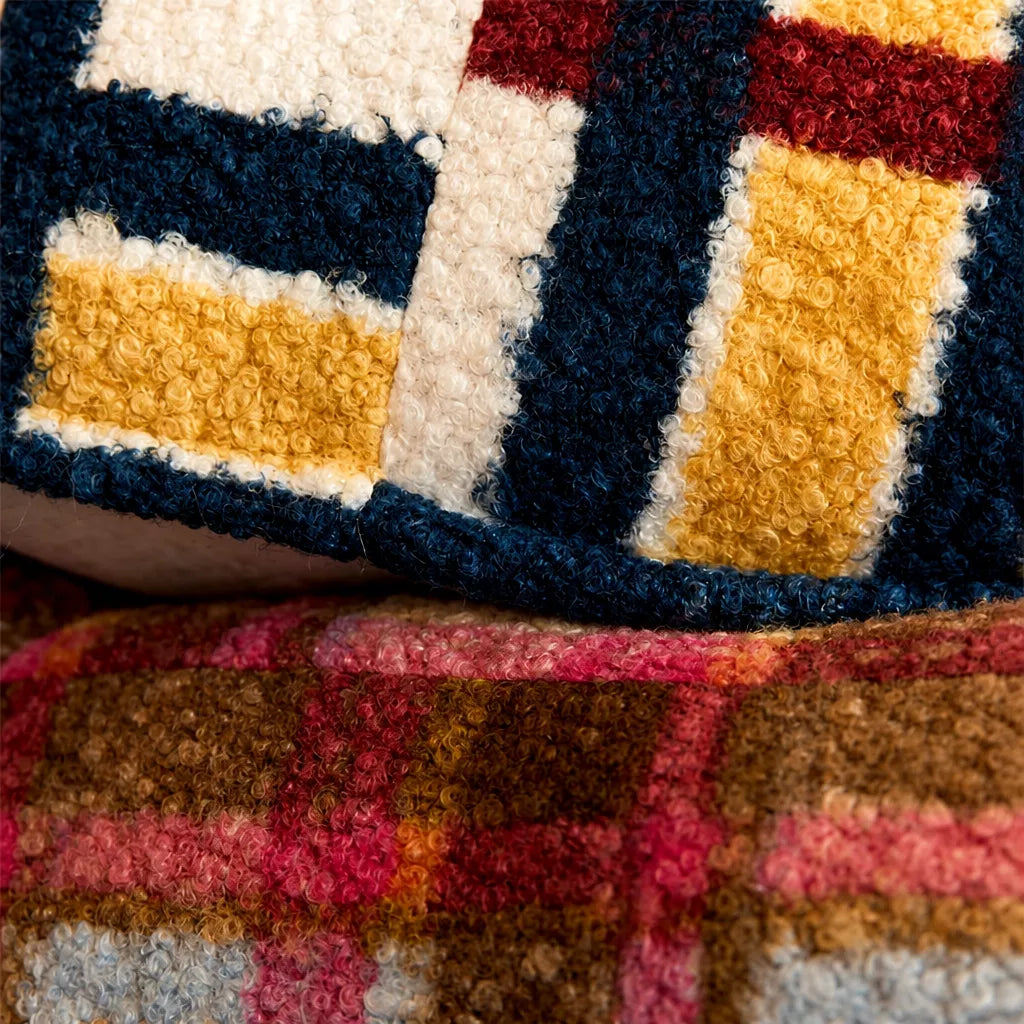 Close-up of multicolor and pink textured fabrics
