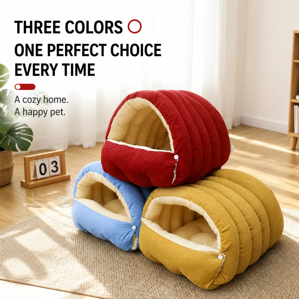 Semi-Enclosed Foam Pet Bed for Cats and Small Dogs