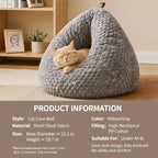 Textured Plush Cat Cave Bed with Top Loop size and product information