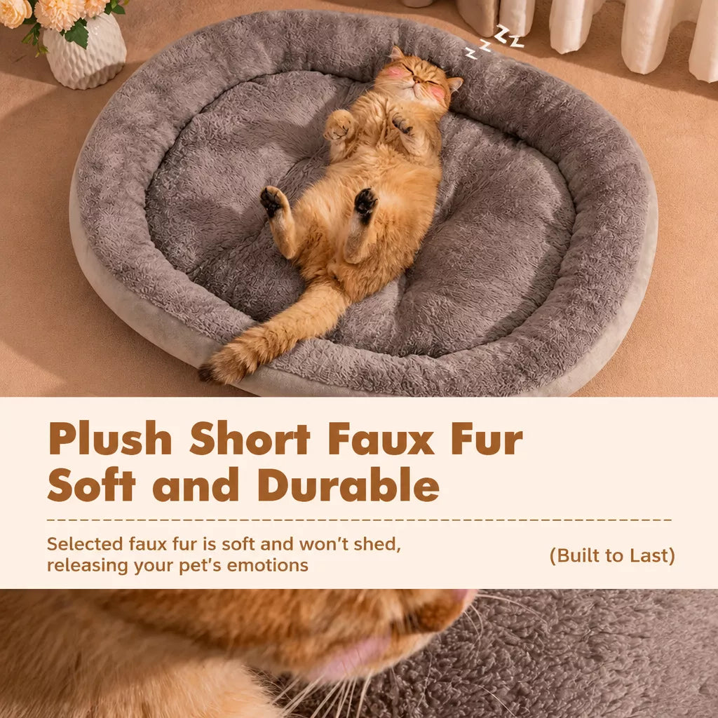 Oval Plush Bolster Pet Bed — design and construction details