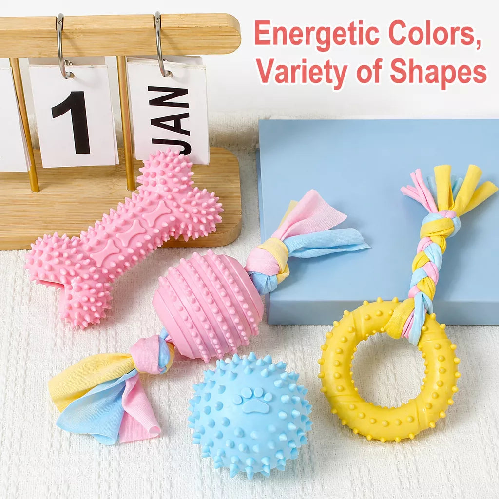Silicone Dog Chew Toy – Ball, Bone & Rope Shapes