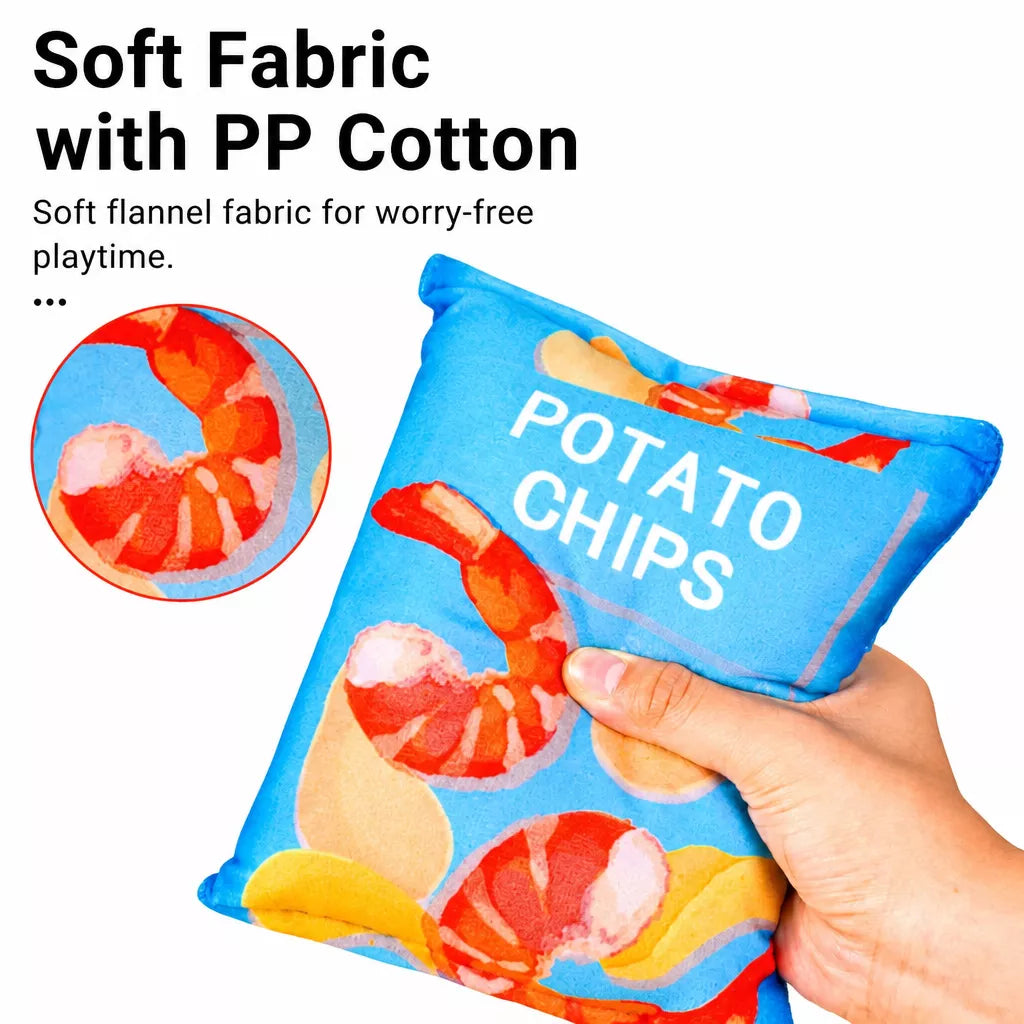 Plush Potato Chip Crinkle Toy for Dogs and Cats