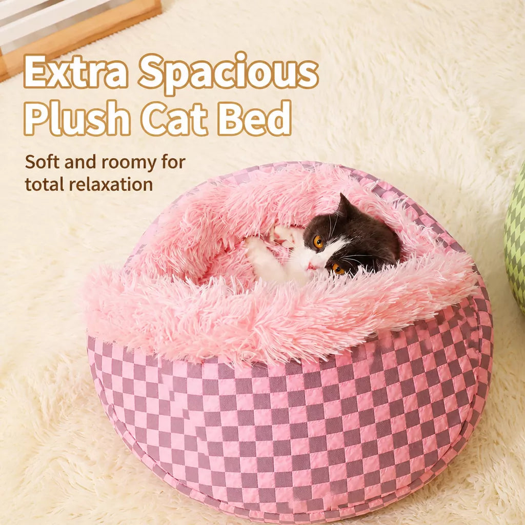 Semi-Enclosed Plush Pet Bed