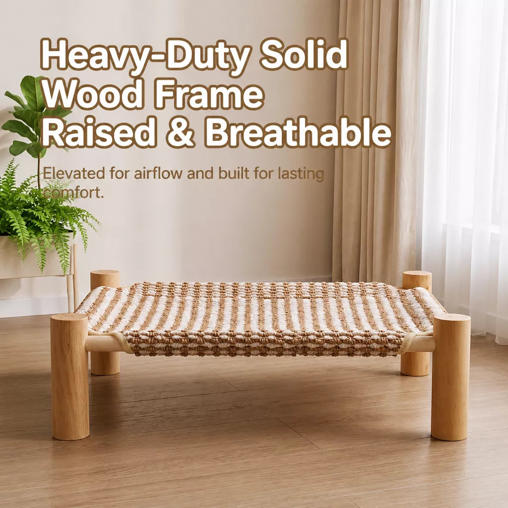 Rattan-Woven Cat Bed with Scratching Surface