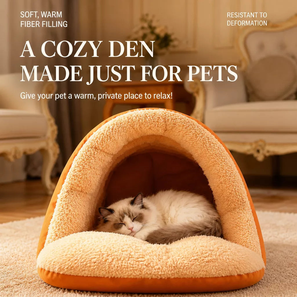 Convertible Plush Pet Cave Bed — design and construction details