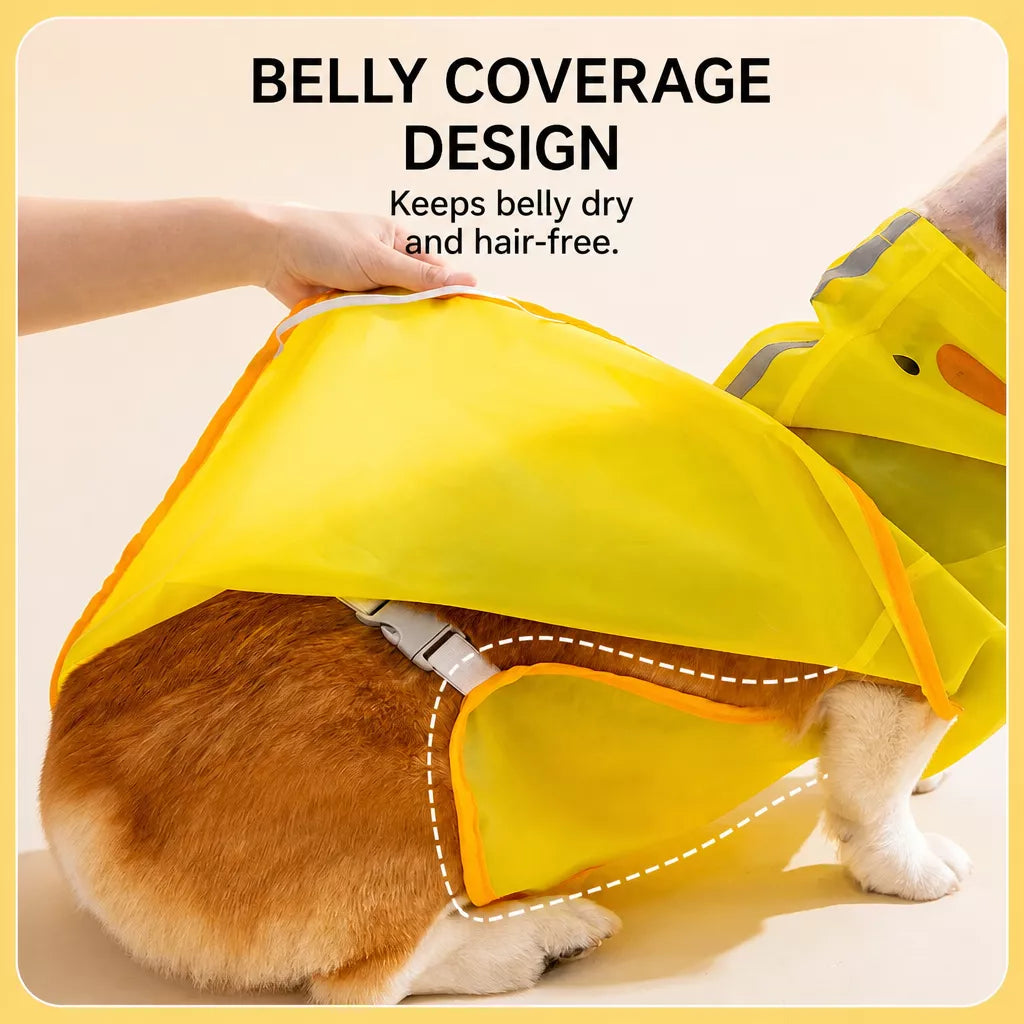 Hooded Dog Rain Poncho with Clear Brim and Belly Cover - product detail