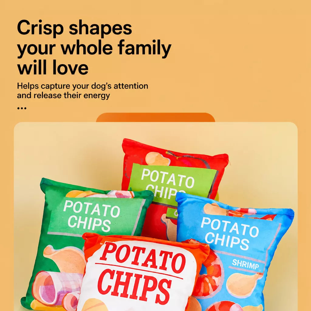 Plush Potato Chip Crinkle Toy for Dogs and Cats